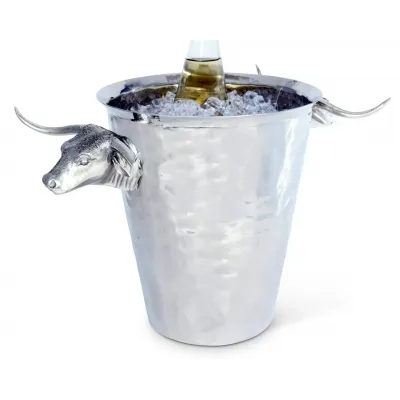 Western Frontier Steel Ice Bucket With Long Horn Steer Handles