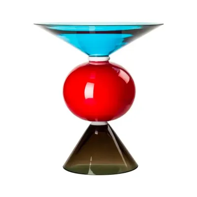 Oman by Ettore Sottsass Acquamarine/Red/Grey Vase