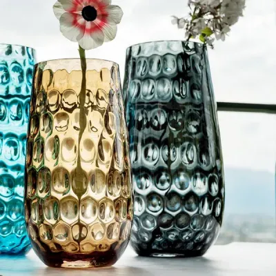 Bolla Glass Gray Pebbled Vase