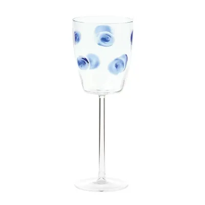 Drop Blue Wine Glass 9.5"H, 11 oz