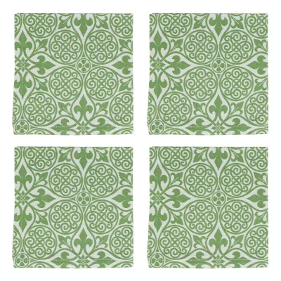 Damask Green Napkins - Set of 4 21.5"Sq