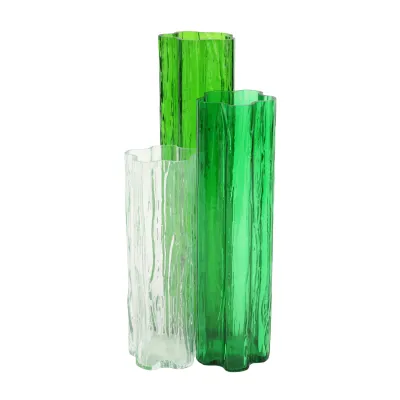 Flora Glass Green Vase 5.5"D, 11.75"H, 27 oz