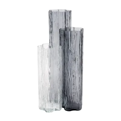 Flora Glass Gray Vase 5.5"D, 11.75"H, 27 oz