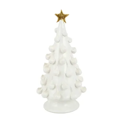 Foresta White Medium Tree with Gold Star 14.75"H