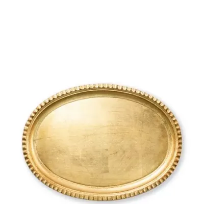 Florentine Wooden Accessories Gold Oval Tray Small