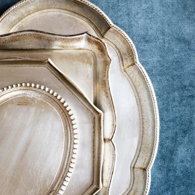 Florentine Wooden Accessories Platinum Octagonal Tray 14.5"D
