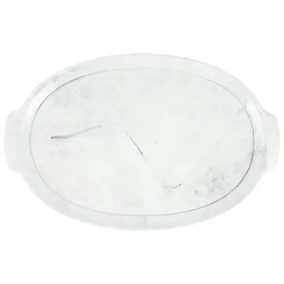 Florentine Wooden Accessories Marble Handled Medium Oval Tray 21"L, 13.5"W