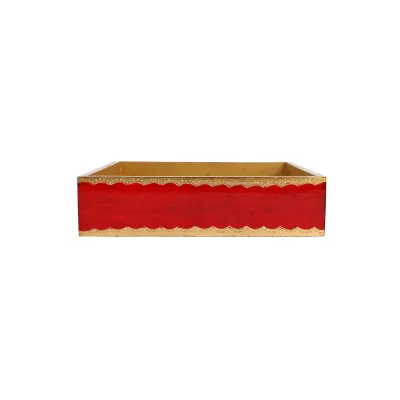 Florentine Wooden Accessories Red & Gold Dinner Napkin Holder 8.5"Sq, 2"H