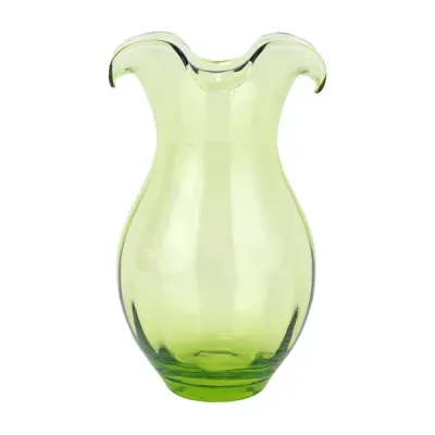Hibiscus Glass Green Vertical Fluted Vase Medium