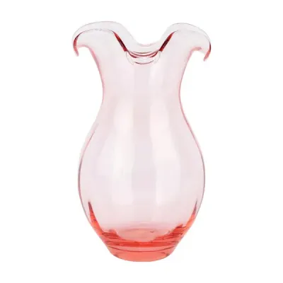 Hibiscus Glass Pink Vertical Fluted Vase Medium