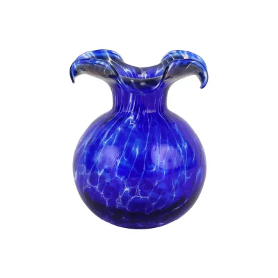 Hibiscus Glass Cobalt Tortoiseshell Bud Vase 5"D, 5.5"H, 12 oz