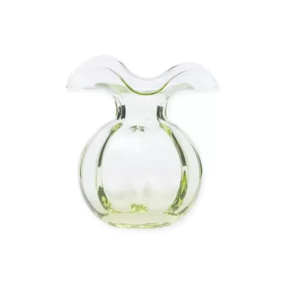 Hibiscus Glass Green Bud Vase 5"D, 5.5"H, 12 oz