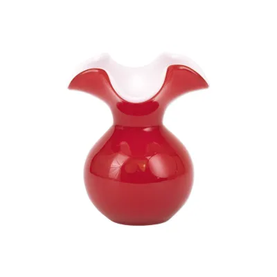 Hibiscus Glass Red Bud Vase 5"D, 5.5"H