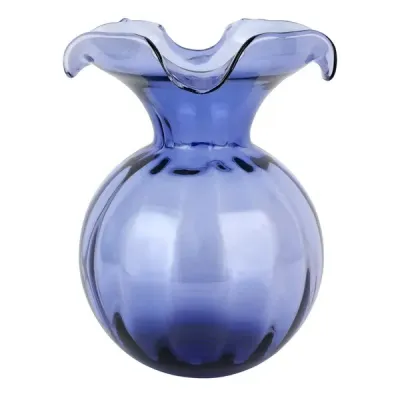 Hibiscus Glass Indigo Fluted Vase Medium