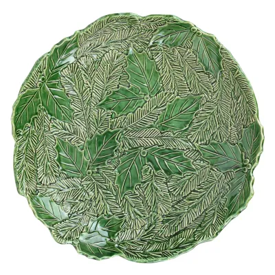 Lastra Holiday Green Figural Shallow Bowl 14.5"D, 3"H