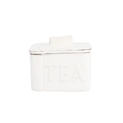 Lastra White Tea Canister 5.5"L, 4.5"W, 4.75"H