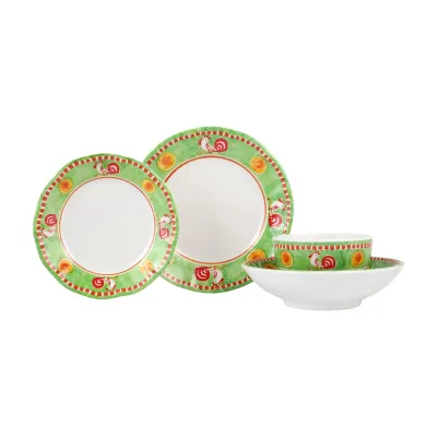Melamine Campagna Gallina Four-Piece Place Setting 5"-10"D, 2.5"-2.75"H