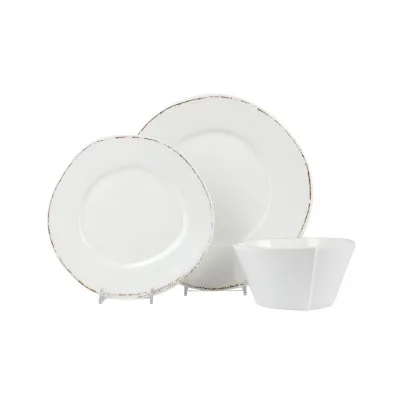 Melamine Lastra White Three-Piece Place Setting