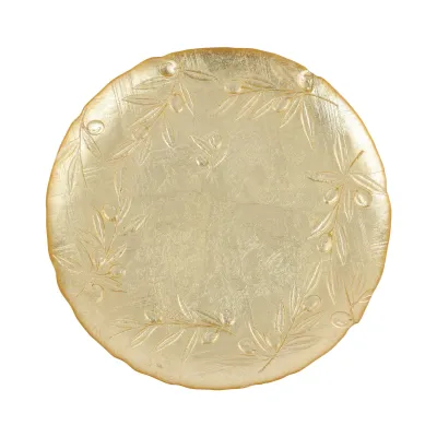 Moon Glass Olive Round Platter 13"D