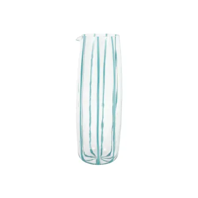 Nuovo Stripe Teal Pitcher 8.5"H, 3 Cups