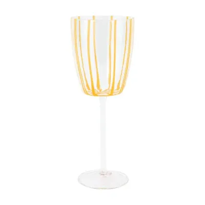 Nuovo Stripe Yellow Wine Glass