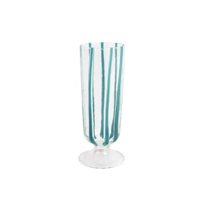 Nuovo Stripe Teal Champagne Glass 6.5"H, 8 oz