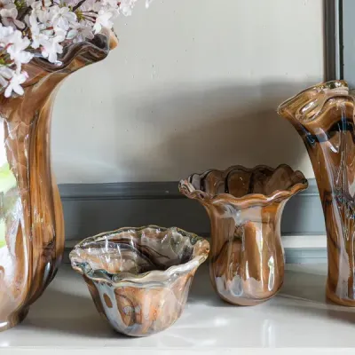 Onda Glass Tortoiseshell Vase Short