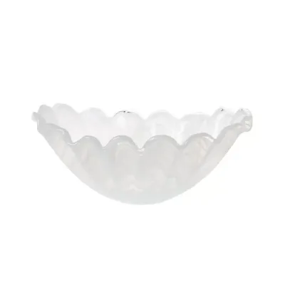 Onda Glass White Medium Centerpiece 9.75"D, 17"L, 6.5"H