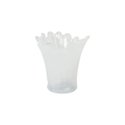 Onda Glass White Short Vase 6.75"D, 7"H, 34 oz