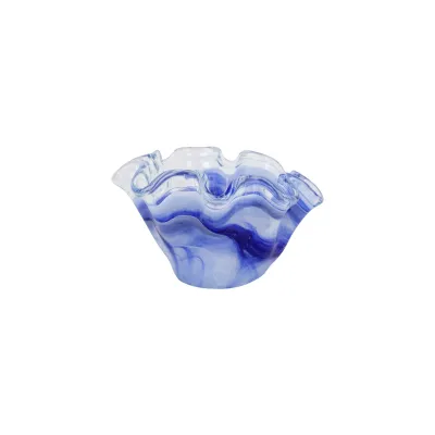 Onda Glass Cobalt Ruffled Bowl Petite