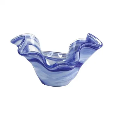 Onda Glass Cobalt Medium Bowl 12"L, 9"W, 7.5"H