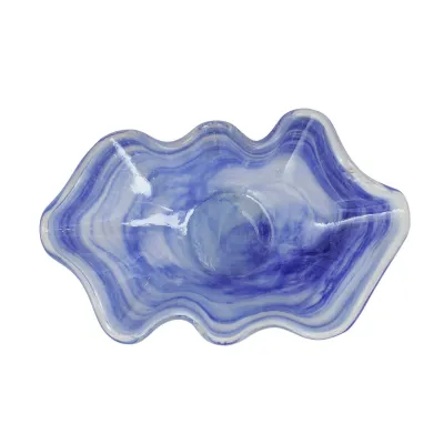 Onda Glass Cobalt Large Bowl 15"L, 9"W, 5"H