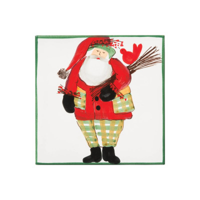 Old St. Nick Green Border with Wood Pile Trivet