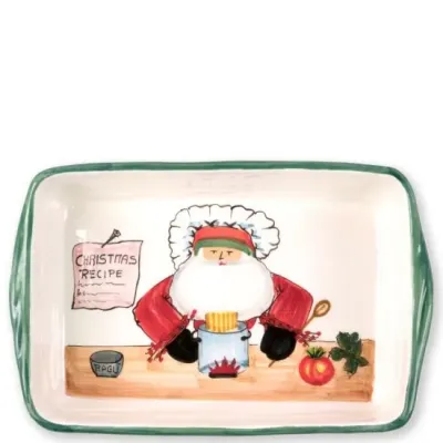 Old St. Nick Rectangular Baker w/ Chef 14"L, 9"W, 3"H, 3 Quarts