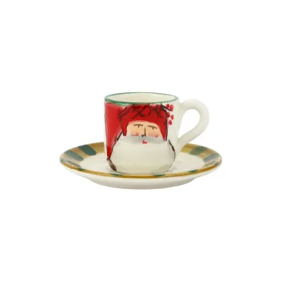 Old St. Nick Assorted Espresso Cups & Saucers - Set of 4 Cup: 2.25"H, 3 oz, Saucer: 5.25"D