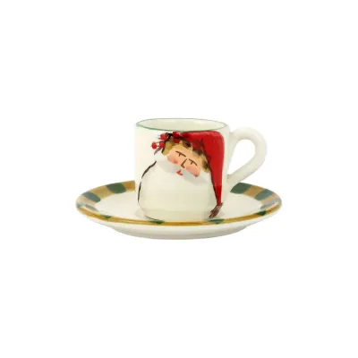 Old St. Nick Assorted Espresso Cups & Saucers - Set of 4 Cup: 2.25"H, 3 oz, Saucer: 5.25"D