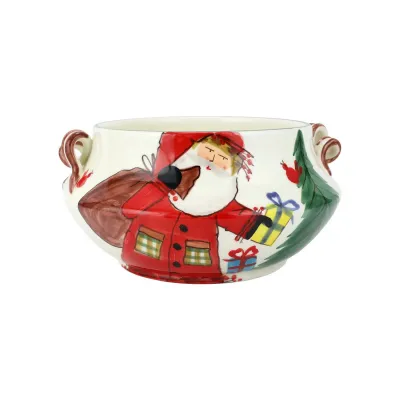 Old St. Nick Cachepot w/ Gifts 13.5"D, 7.5"H