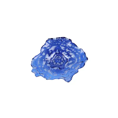 Ostrica Glass Blue Small Plate 8.25"L, 6.75"W