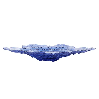 Ostrica Glass Blue Centerpiece 17"D, 2.75"H