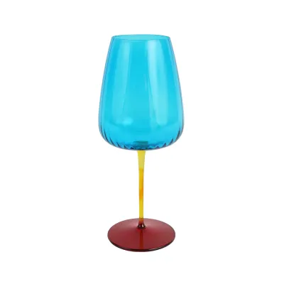 Pompidou Aqua Wine Glass 9"H, 18 oz