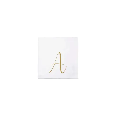 Papersoft Napkins Gold Monogram Cocktail Napkins