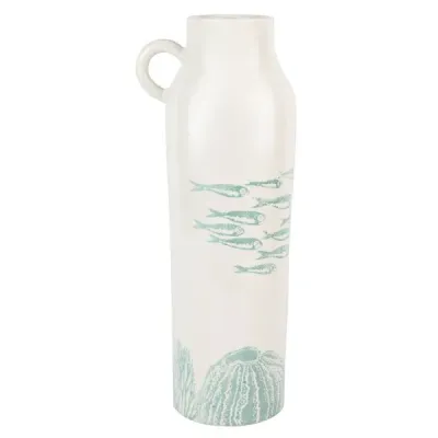 Reef Large White Tall Handled Vase