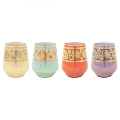 Regalia Assorted Stemless Wine Glasses - Set of 4 4.25"H, 12 oz