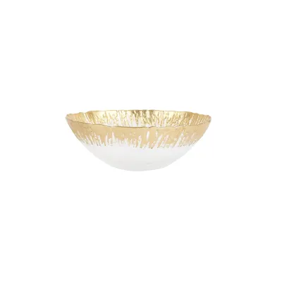 Rufolo Glass Gold Brushstroke Small Bowl 6.5"D, 2.25"H