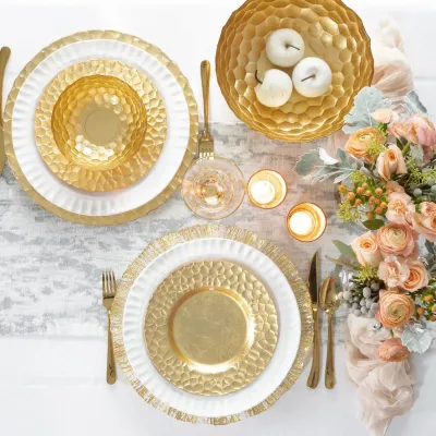 Rufolo Glass Gold Honeycomb Dinnerware