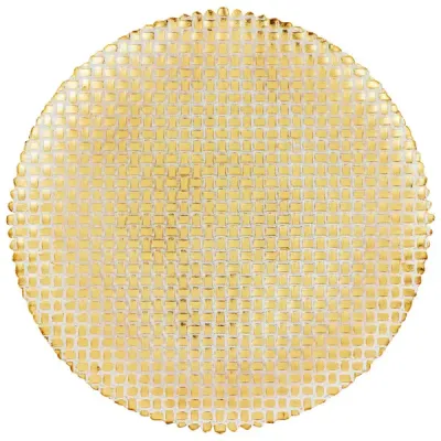 Rufolo Glass Gold Basketweave Round Platter Large