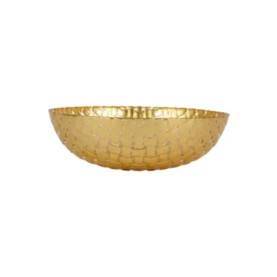 Rufolo Glass Gold Basketweave Serving Bowl Small