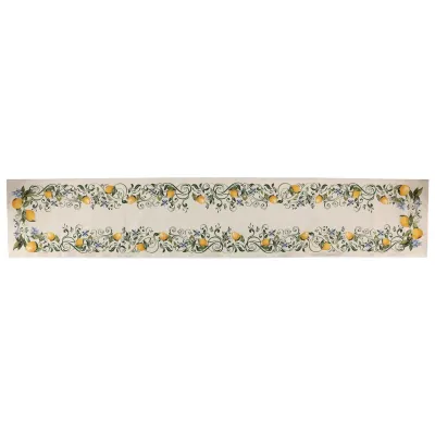 Tavola Lemons with Blue Flowers Runner 108"L, 19.75"W