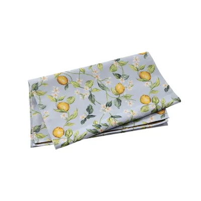 Tavola Lemons with White Flowers Runner 108"L, 19.75"W