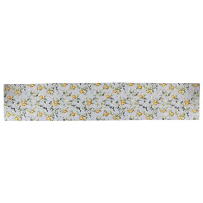 Tavola Lemons with White Flowers Runner 108"L, 19.75"W